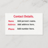 Notfall-Karte Visitenkarte (Rückseite)