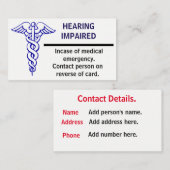 Notfall-Karte Visitenkarte (Vorne/Hinten)