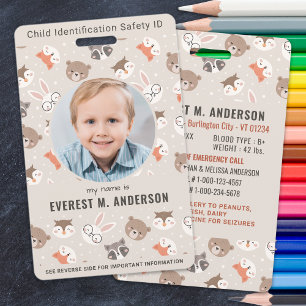 Notfall-Kinder-Foto-Identifizierung zur Kindersich Ausweis