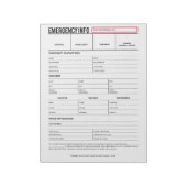 Notfall-Kontaktformular Notizblock (Rotiert)