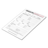 Notfall-Kontaktformular Notizblock (angewinkelt)