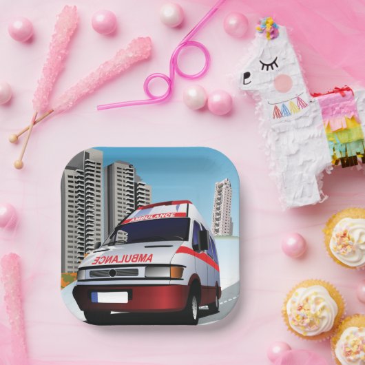 Notfall-Rettungsdienst in der Stadtumgebung Pappteller (Party)