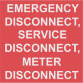 Notfall-, Service-, Meter-Trennzeichen Aufkleber (Vorderseite)