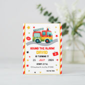 Notfall Spaß! Party Einladung für Feuerwehrfahrzeu (Stehend Vorderseite)