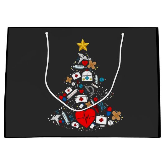 Notfallabteilung Weihnachtsbaum Krankenschwester Große Geschenktüte (Vorderseite)