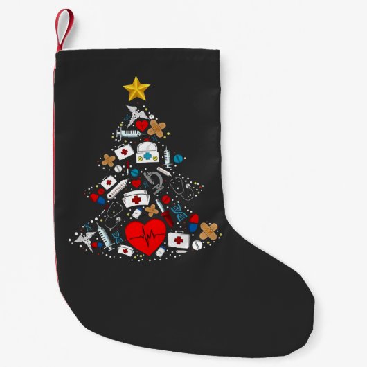 Notfallabteilung Weihnachtsbaum Krankenschwester Kleiner Weihnachtsstrumpf (Vorderseite)