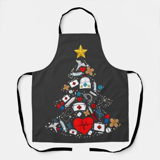 Notfallabteilung Weihnachtsbaum Krankenschwester Schürze (Vorderseite)
