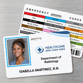 Notfallcodes Krankenhaus Krankenschwester Foto-ID- Ausweis