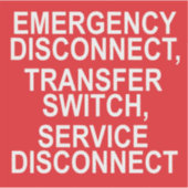 NOTFALLDISCONNECT, TRANSFER SWITCH-Etikett Aufkleber (Vorderseite)