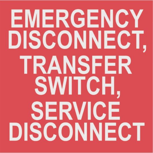 NOTFALLDISCONNECT, TRANSFER SWITCH-Etikett Aufkleber (Vorderseite)