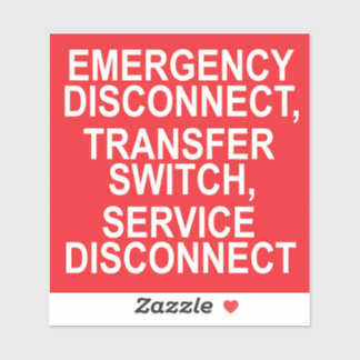 NOTFALLDISCONNECT, TRANSFER SWITCH-Etikett Aufkleber