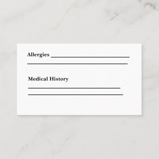 Notfallkontaktkarte Visitenkarte (Rückseite)