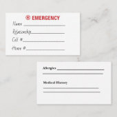 Notfallkontaktkarte Visitenkarte (Vorne/Hinten)