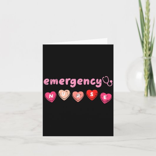 Notfallkrankenschwester Valentinstag Ed Er Scrub T Karte (Vorderseite)