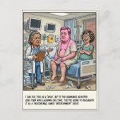 Notfallstation Geschlechtsenthüllung Cartoon Postkarte (Vorderseite)