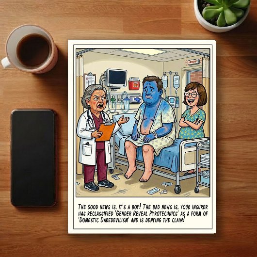 Notfallstation Geschlechtsenthüllung Cartoon Postkarte