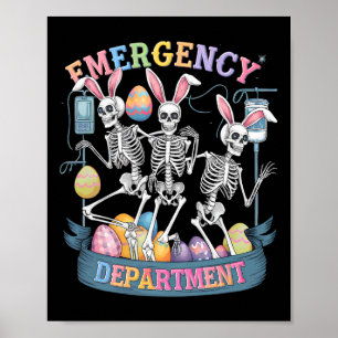 Nothilfe-Abteilung Funny Skeleton Tanz Ostern Poster