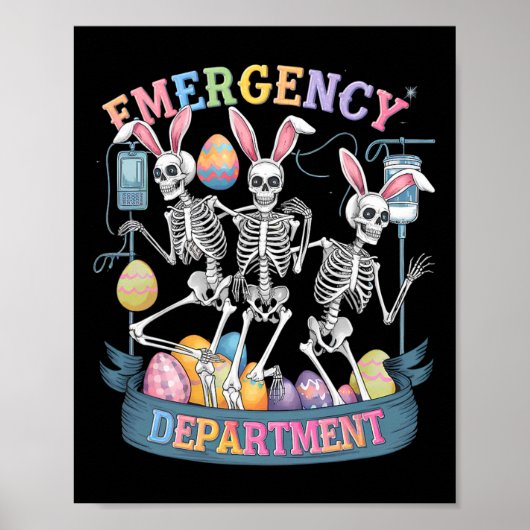 Nothilfe-Abteilung Funny Skeleton Tanz Ostern Poster (Vorne)