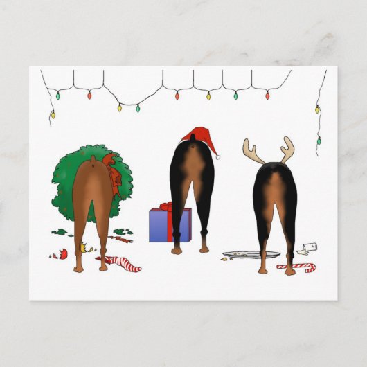 Nothin' Butt A Doberman Christmas Feiertagspostkarte (Vorderseite)