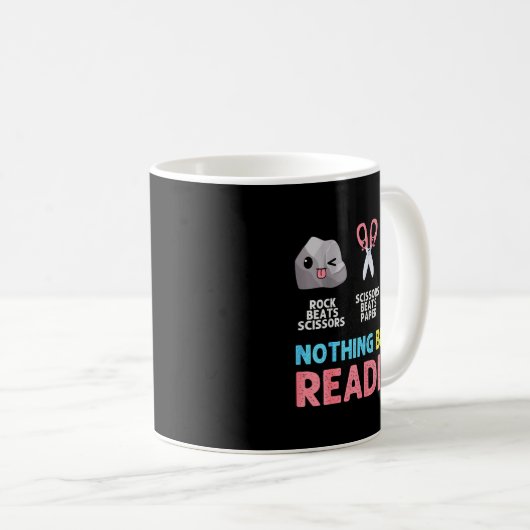Nothing Beats Reading Funny Rock Paper Scissors  Kaffeetasse (VorderseiteRechts)