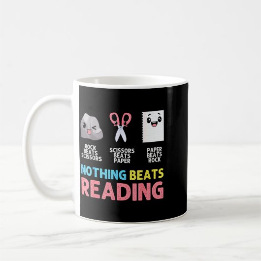 Nothing Beats Reading Funny Rock Paper Scissors Kaffeetasse (Links)
