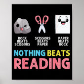 Nothing Beats Reading Funny Rock Paper Scissors Poster (Vorne)