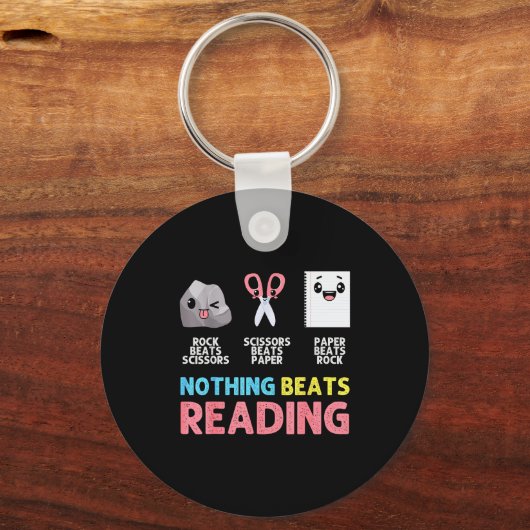 Nothing Beats Reading Funny Rock Paper Scissors Schlüsselanhänger (Vorderseite)