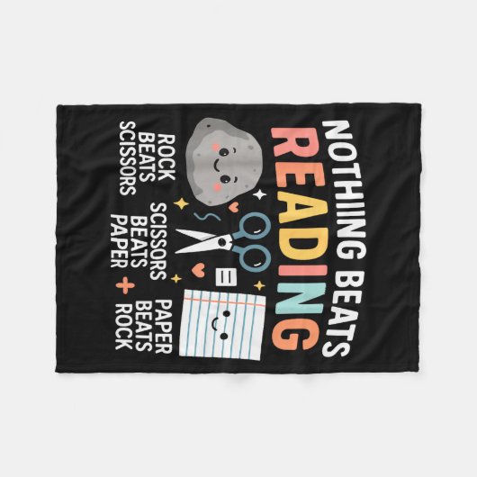 Nothing Beats Reading Rock Paper Scissors Funny Bo Fleecedecke (Vorderseite (Horizontal))