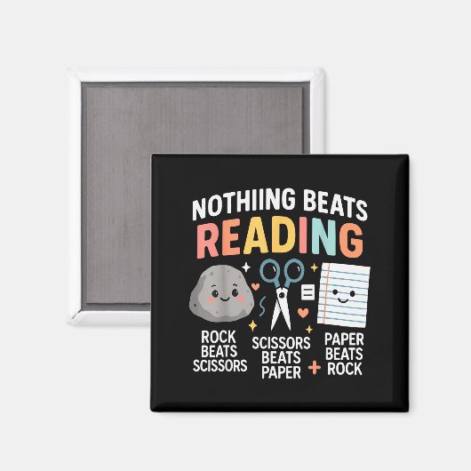 Nothing Beats Reading Rock Paper Scissors Funny Bo Magnet (Vorderseite/Rückseite)
