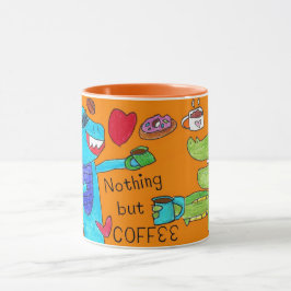 "Nothing but Coffee" Dragon & Dinosaur Kaffee Tass Tasse
