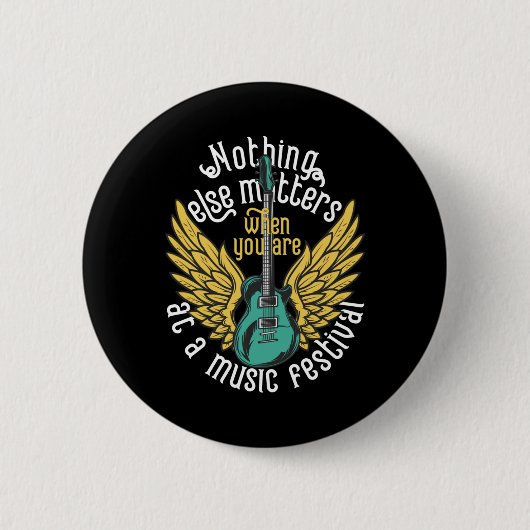 Nothing Else S - Music Festival Winged Gitarre T-S Button (Vorderseite)