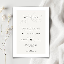 Nothing Fancy Just Love Beige Elegant Wedding Einladung