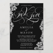Nothing Fancy Just Love Black Lace Wedding Einladung (Vorderseite)