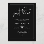 Nothing Fancy Just Love Black Minimalist Wedding Einladung (Vorderseite)