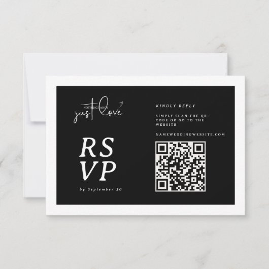 Nothing Fancy Just Love Black White QR-code RSVP  (Vorderseite)