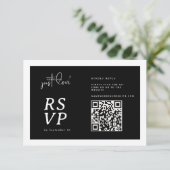 Nothing Fancy Just Love Black White QR-code RSVP  (Stehend Vorderseite)