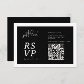 Nothing Fancy Just Love Black White QR-code RSVP (Vorne/Hinten)