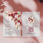 Nothing Fancy Just Love Burgundy Floral Qr Wedding Einladung
