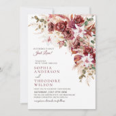 Nothing Fancy Just Love Burgundy Floral Qr Wedding Einladung (Vorderseite)
