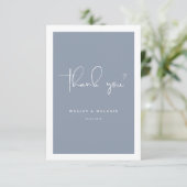Nothing Fancy Just Love Dusty Blue Elegant Wedding Dankeskarte (Stehend Vorderseite)