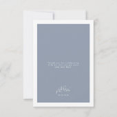 Nothing Fancy Just Love Dusty Blue Elegant Wedding Dankeskarte (Rückseite)