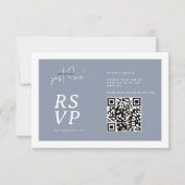 Nothing Fancy Just Love Dusty Blue QR-code RSVP Karte (Vorderseite)