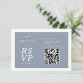 Nothing Fancy Just Love Dusty Blue QR-code RSVP Karte (Stehend Vorderseite)