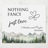 Nothing Fancy Just Love Elegant Wedding Schaumweinetikett (Einzelnes Label)