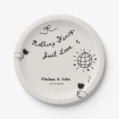 Nothing Fancy Just Love French Handwritten Wedding Pappteller (Vorderseite)