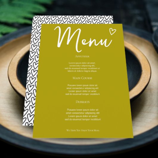 Nothing Fancy Just Love Groovy Green Wedding Menu