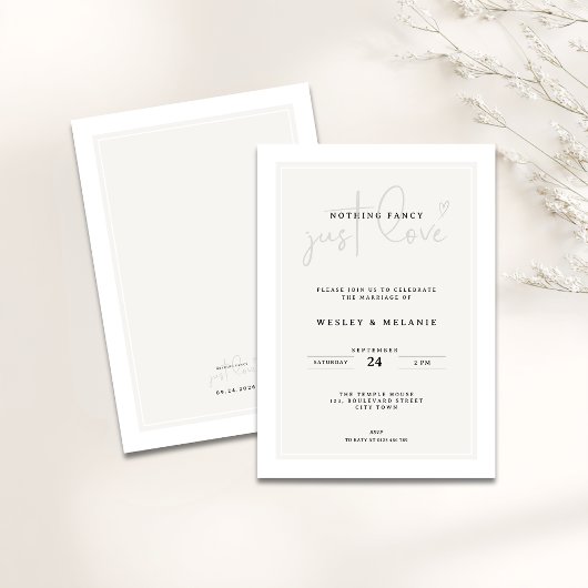 Nothing Fancy Just Love Minimal Elegant Wedding Einladung