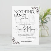 Nothing Fancy Just Love Minimalist Casual Wedding  Einladung (Stehend Vorderseite)