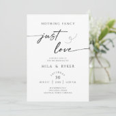 Nothing Fancy Just Love Minimalist Invitation Save The Date (Stehend Vorderseite)