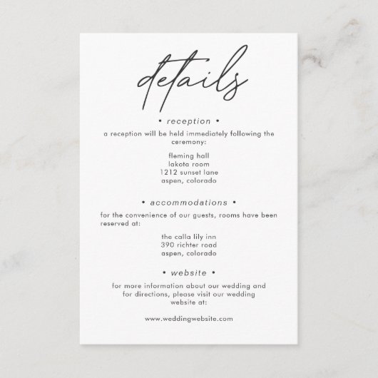 Nothing Fancy Just Love Minimalist Wedding Details Begleitkarte (Vorderseite)